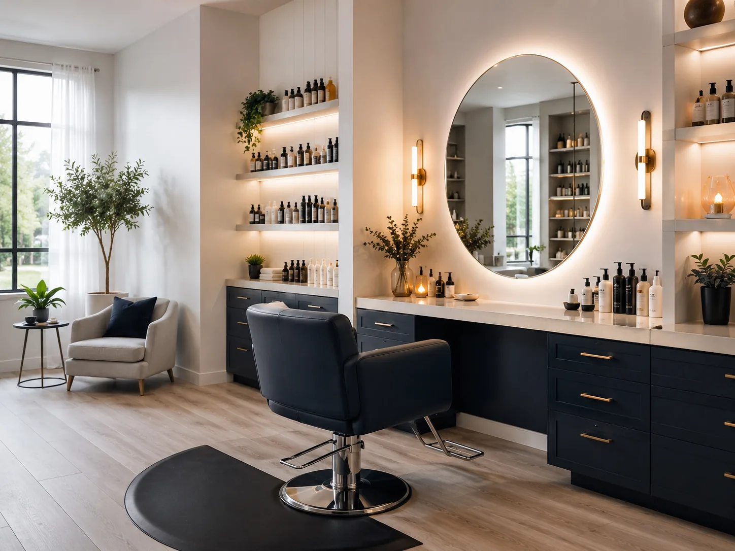 Modern independent beauty studio interior