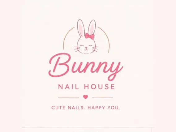 BUNNY Nail House brand concept board - logo, colour palette and applied brand materials