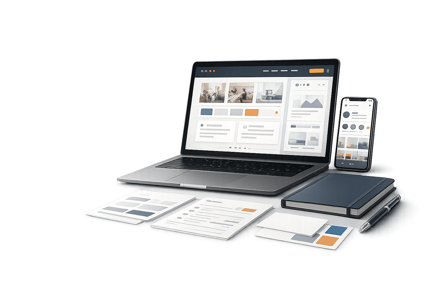 Customization workflow from client brief through design to finished brand package